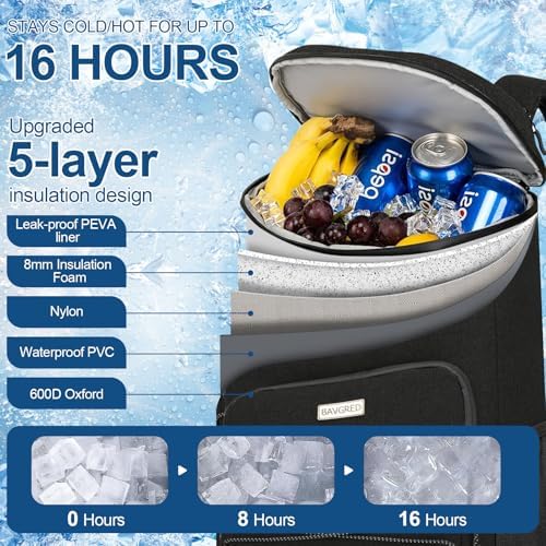 Cooler Backpack Insulated Leak Proof 30 Cans for Men Women,Waterproof Soft Cooler Bag,Lightweight Ice Chest Lunch Backpack for Beach Camping Picnic Travel Worksite Fishing
