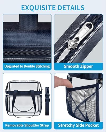 Paxiland Clear Bag for Stadium Events 12x6x12, Clear Tote Bag with Reinforced Strap, Transparent Bag for Sports Concert