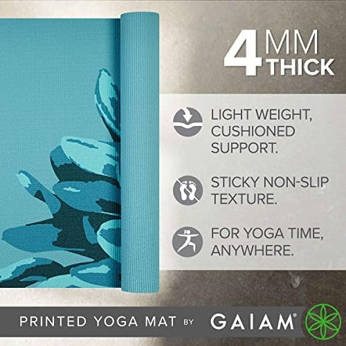 Gaiam Print Yoga Mat, Non Slip Exercise & Fitness Mat for All Types of Yoga, Pilates & Floor Exercises