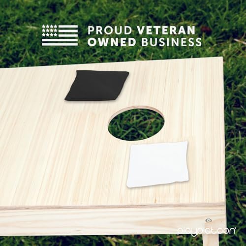 Play Platoon Cornhole Bags Weather Resistant- Set of 8 Regulation Bean Bags for Tossing- Official Professional Size & Weight Corn Hole Bags Two Color All Weather Cornhole Beans Bag Set with Tote Bag