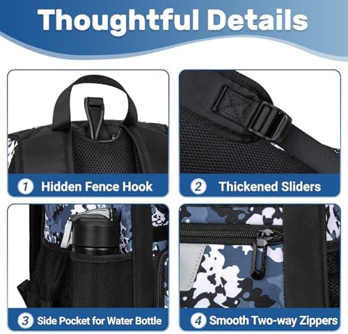 Youth Baseball Bag, Softball Bag for Girls & Boys, Kids Tball Backpack with Shoes Compartment