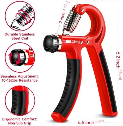 FitBeast Grip Strengthener Forearm Strengthener Hand Grips Strengthener Kit - 5 Pack Adjustable Resistance