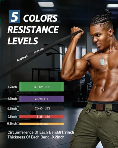 Resistance Bands for Working Out: 5-Levels Exercise Bands Set - Pull Up Assistance Elastic Silicone - Physical Therapy/Stretching/Training - Home Gym for Women&Men