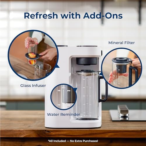 Bluevua RO100ROPOT-Lite(UV) Reverse Osmosis System Countertop Water Filter, 7-Stage Purification with UV and Remineralization, TDS & Filter Life Monitoring, Portable Water Purifier, White