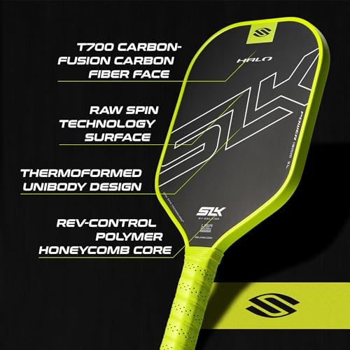 Selkirk Sport SLK Halo Raw Carbon Fiber Pickleball Paddle | Designed in The USA | Choose from The T700 Raw Carbon Fiber Power, The 18k Ultraweave Control, or The Kevlar Linkweave Thermoformed Pro