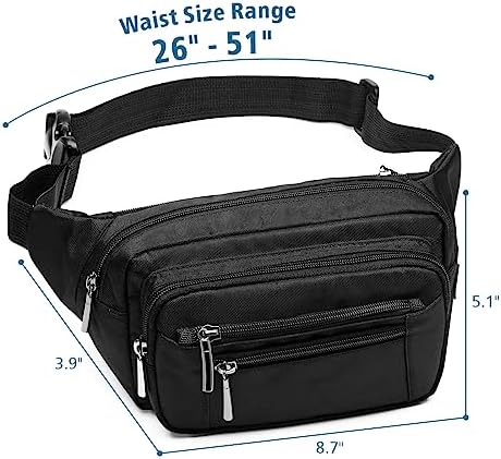 Packism Fanny Pack for Women Men - Fanny Packs for Women Cross Body Everywhere Belt Bag Bum Bag with 6 Zipper Pockets Plus Size & Adjustable Strap for Traveling Cycling Running Hiking