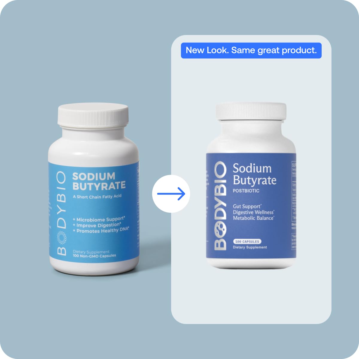 BodyBio Sodium Butyrate - Postbiotic for Gut Health, Leaky Gut Repair, Digestive Support, Bloating Relief, & Microbiome Balance - Butyric Acid Supplement for GI Wellness