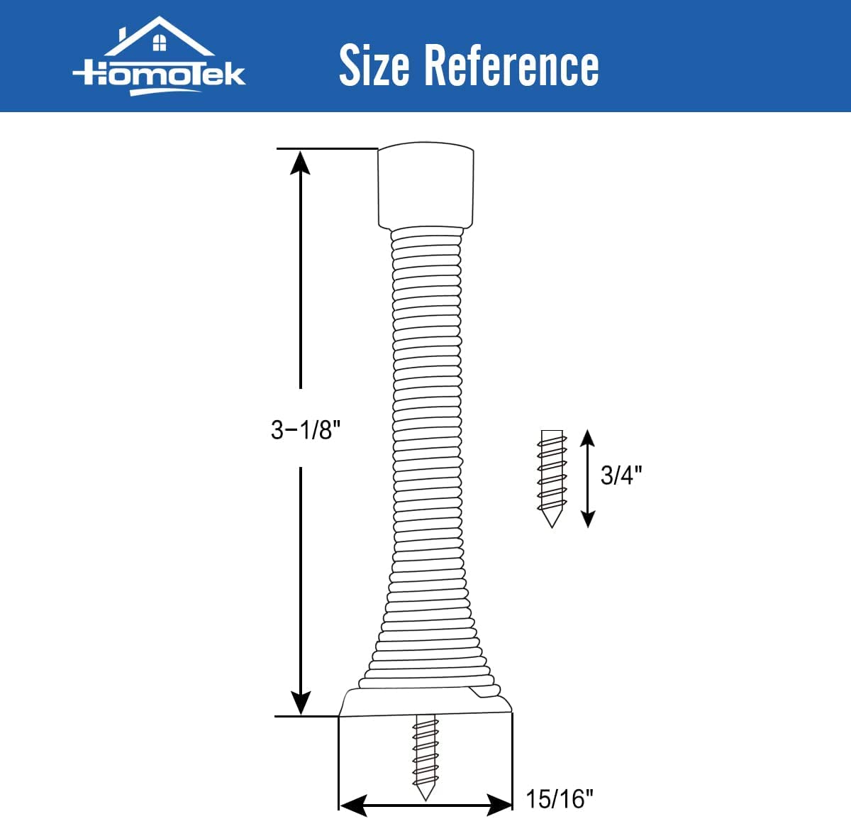 HOMOTEK 52 Pack Black Spring Door Stops,3-1/8" Heavy Duty Door Stop - Flexible Spring Door Stopper with Low Mounted Black Rubber Bumper Tips