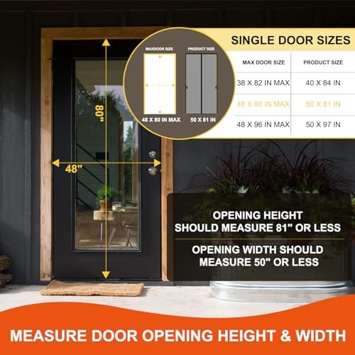 Fiberglass Magnetic Screen Door Fit Door Size 48 x 80 in- Heavy Duty Fiberglass Screen Door Mesh for Interior Door, Patio and Sliding Doors - Door Screen Magnetic Closure Let Fresh Air in