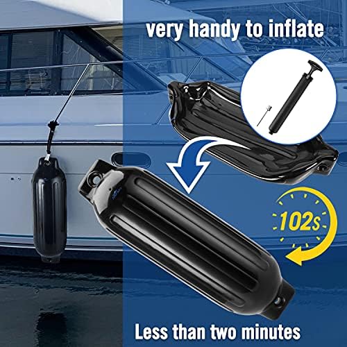 Affordura Boat Fender 4 Pack Boat Bumpers Fenders with 4 Ropes, Boat Bumpers for Pontoon Boat Fenders Inflatable