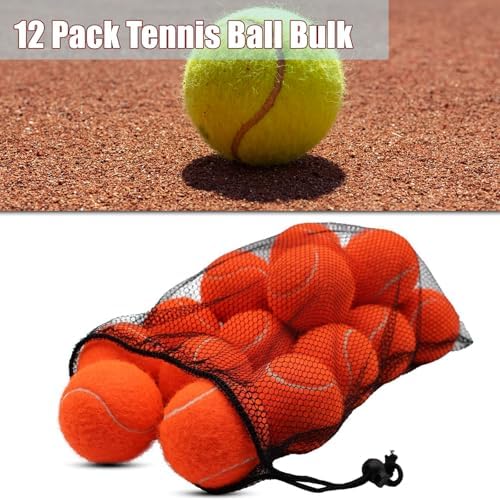 Magicorange Tennis Balls, 12 Pack Advanced Training Tennis Balls Practice Balls, Come with Mesh Bag for Easy Transport, Good for Beginner Training Ball
