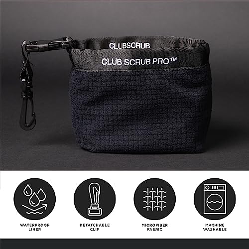Golf Club and Golf Ball Cleaning Bag, Waterproof Clean Face Technology Liner, Detachable Clip, Machine Washable, Cleans Club Grooves, Dry Exterior (Neoprene or Microfiber Option Available)