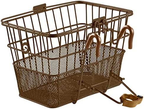 Retrospec Apollo Detachable Front Bike Basket Steel Half-Mesh with Integrated Detachable Hooks and Built-In Handle, Easy Assembly and Portability for Bicycles