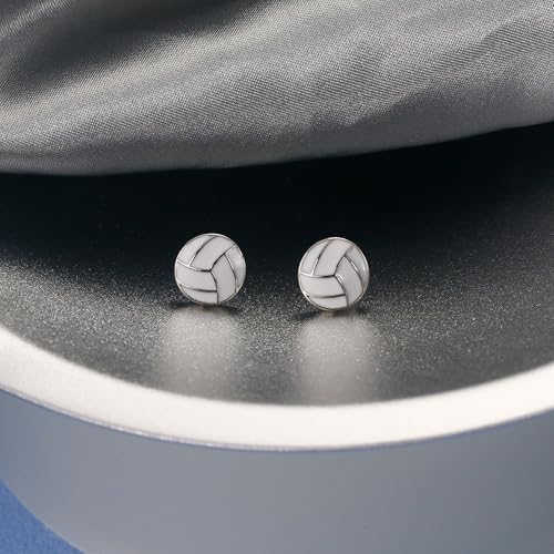 SmileBelle Sterling Silver Sports Earrings, Hypoallergenic Volleyball Earrings, Soccer, Basketball Jewelry Baseball Golf Stud for Women Mom as Sports Fan Senior Night Gift Teen Stuff Accessories