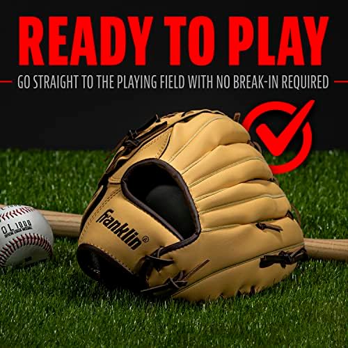Franklin Sports Baseball + Softball Gloves - Field Master Adult + Youth Baseball + Softball Gloves - Right Hand + Left Hand Gloves - Infield + Outfield Mitts - Multiple Sizes + Colors