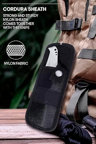 Grand Way Long Blade Folding Knife - Sharp Hunting Hiking Camping Tactical Survival Work Knives for Men Women - Foldable Large Knife with Rosewood Handle - Stocking Stuffers Gifts 4172