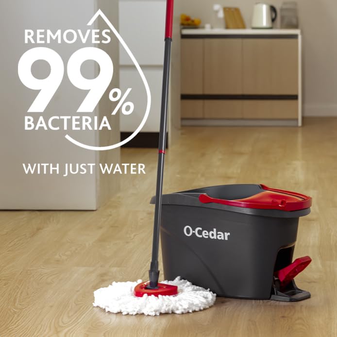 O-Cedar Easywring Microfiber Spin Mop & Bucket Floor Cleaning System with 3 Extra Refills
