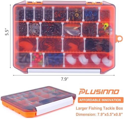 PLUSINNO Fishing Lures Baits Tackle Including Crankbaits, Spinnerbaits, Plastic Worms, Jigs, Topwater Lures, Tackle Box and More Fishing Gear Lures Kit Set, 102/302Pcs Fishing Lure Tackle