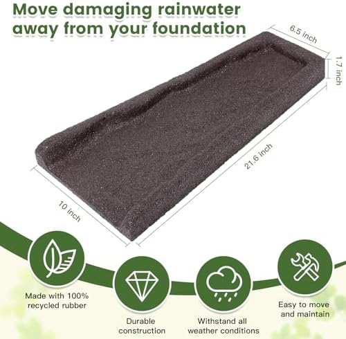 2 Pack Rubber Downspout Splash Block Rain Gutter Down Spout Drain Trays Brown