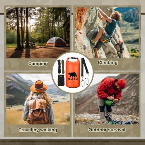 1 Set Bear Food Bag for Camping Ultralight Food Hanging System Includes Waterproof Bear Bag, Nylon Ropes, Hooks for Camping Backpacking