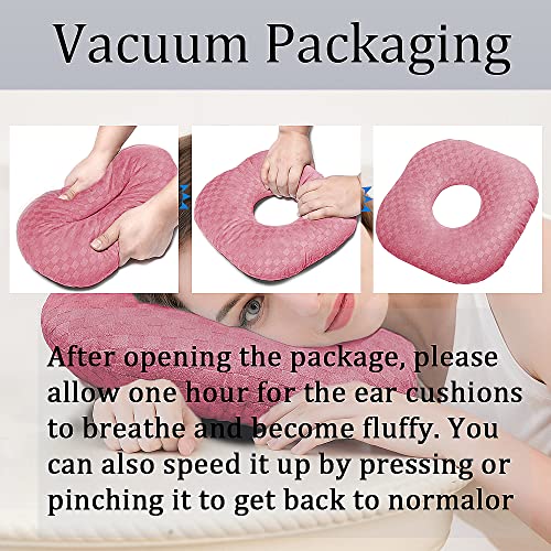 Wuronsa Ear Piercing Pillow for Side Sleepers, Pillow with an Ear Hole for CNH and Ear Pain Ear Inflammation Pressure Sores, O-Shaped Side Sleeping Pillow, Ear Guard Pillow(Pink)