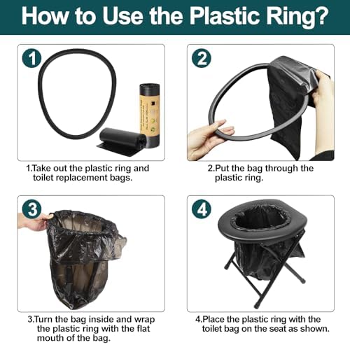 BLIKA Portable Toilet for Camping & Travel - 300LBS Weight Capacity, Folding Toilet with Removable Plastic Ring and Bags