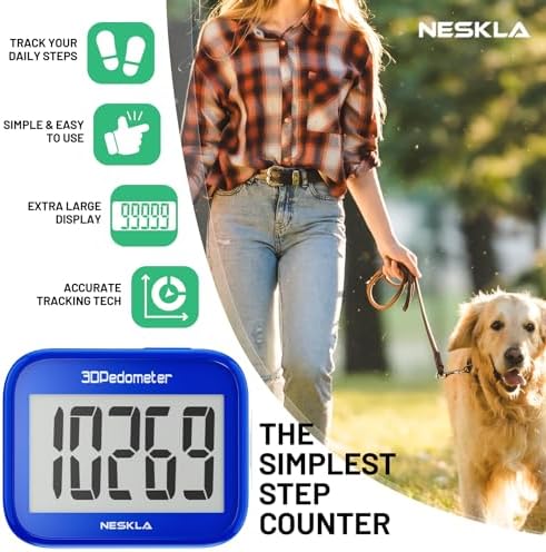3D Pedometer for Walking, Simple Step Counter with Large Digital Display, Step Tracker with Removable Clip Lanyard, Accurately Track Steps for Men Women Kids Adults Seniors