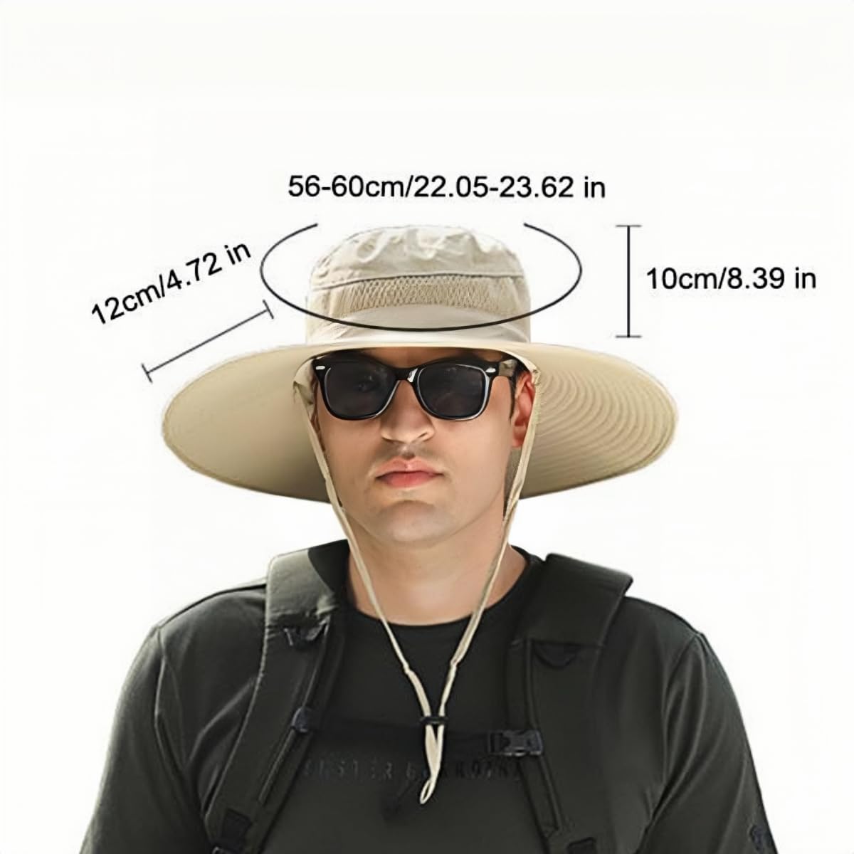 Generic Outdoor Wide Brim Sun Hat with Solar Fan-Fishing Hat with 2 Solar Powered Fan, Solar Powered Fan Hat for Outdoor (US, Alpha, Large, A-Dark Grey)