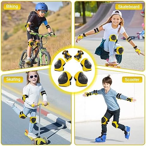 Kids Protective Gear Set Knee Pads for Kids 3-14 Years Toddler Knee and Elbow Pads with Wrist Guards 3 in 1 for Skating Cycling Bike Rollerblading Scooter