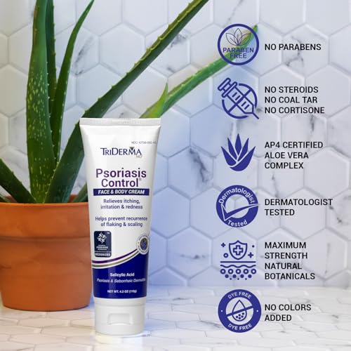 TriDerma Psoriasis Control Face and Body Cream, 4.2 Ounces, 4 Pack