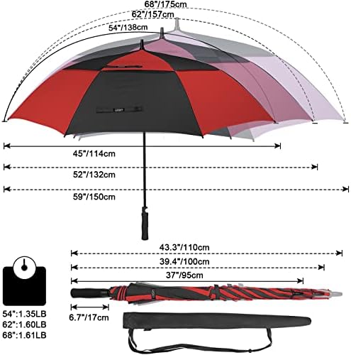 G4Free 47/54/62/68 Inch Automatic Open Golf Umbrella Oversize Extra Large Double Canopy Vented Windproof Waterproof Stick Umbrellas