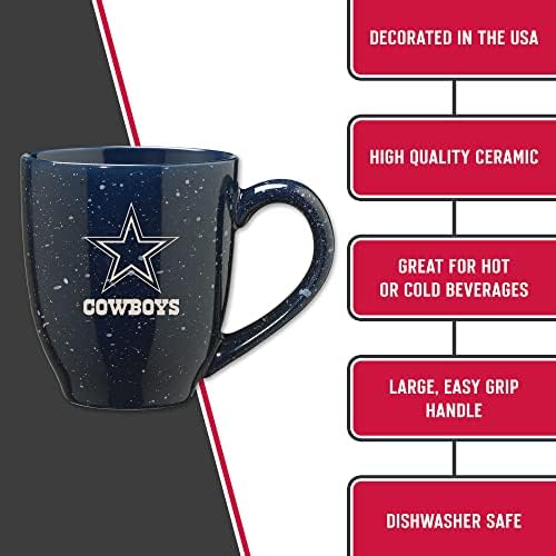 Rico Industries NFL Football 16 oz Team Color Laser Engraved Speckled Ceramic Coffee Mug