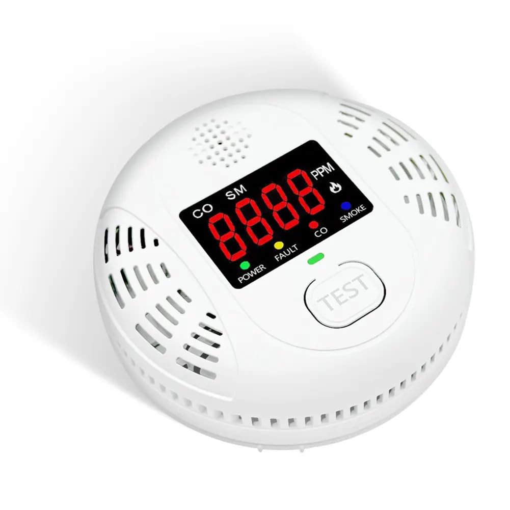 High Definition Color Screen Detector LCD Powered by Carbon Monoxide Detector and Smoke Alarm Battery (excluding Battery) (Large Screen, 4Pack-CO&Smoke)