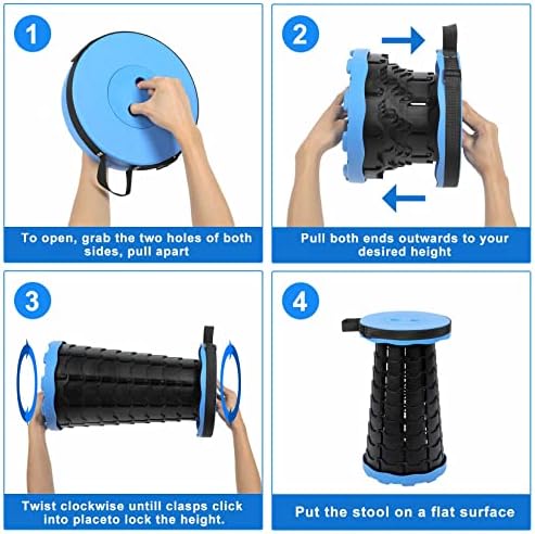 Foldable Telescoping Stool Portable, Retractable Stool for Adults, Upgraded Collapsible Folding Seats with Load Capacity 550lbs, Camping Stools for Adults