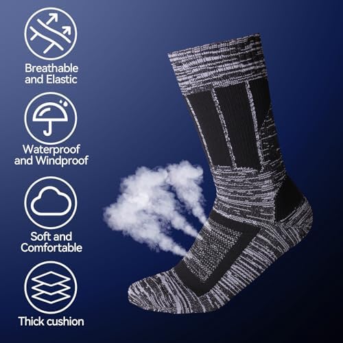 Jspupifip Unisex Waterproof Socks Water Resistant Socks Waterproof Breathable Hiking Wading Skiing Fishing Sock for Men Women