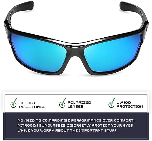 Nitrogen Polarized Wrap Around Sport Sunglasses for Men Women UV400 Protection Sun Glasses