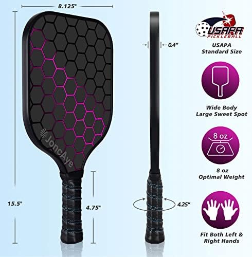 Pickleball-Paddles-Set of 4 or 2 Rackets by JoncAye, USAPA Approved Pickle-Ball Equipment with Balls, Bag, Accessories, Fiberglass Graphite Pickleball Racquet Set for Men, Women, Kids, Adults