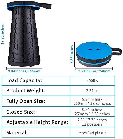 Boreeman Upgraded Folding Stool Lightweight Yet More Sturdy with Load Capacity 400lbs Portable Collapsible Stool for Camping Fishing Hiking BBQ (Blue)