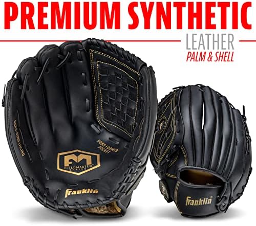 Franklin Sports Baseball + Softball Gloves - Field Master Adult + Youth Baseball + Softball Gloves - Right Hand + Left Hand Gloves - Infield + Outfield Mitts - Multiple Sizes + Colors