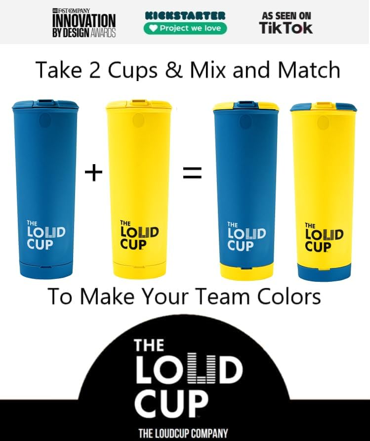 The LoudCup Tumbler + Stadium Horn - Insulated Cup Reusable Water Bottle Coffee Travel Mug - Worlds Loudest Cup for Game Day
