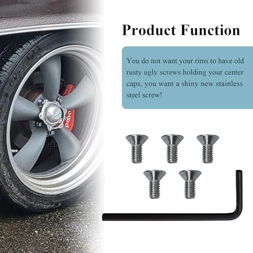 Ctuoptuo 𝟓 𝐏𝐜𝐬 of 970076 Wheel Center Cap Screws Allen Head & Allen Wrench, Fit for American Racing Torq Thrust Wheels