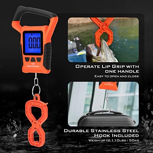 KastKing Fish Scale, WideView Floating Waterproof Digital Scale, 2.5” Large LCD Display, 110lb Capacity, Multi-Mode Pound/Ounces & Kilograms, Stores up to 9 Weights, Fishing Gifts for Men