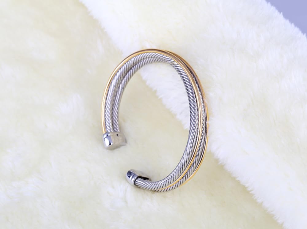 UNY JEWEL Jewelry Double Cross Over Twisted Cable Wire Bracelet Vintage Fashion Antique design Elegant Unique Retro Cuff Bangle Bracelet (Double Cross)