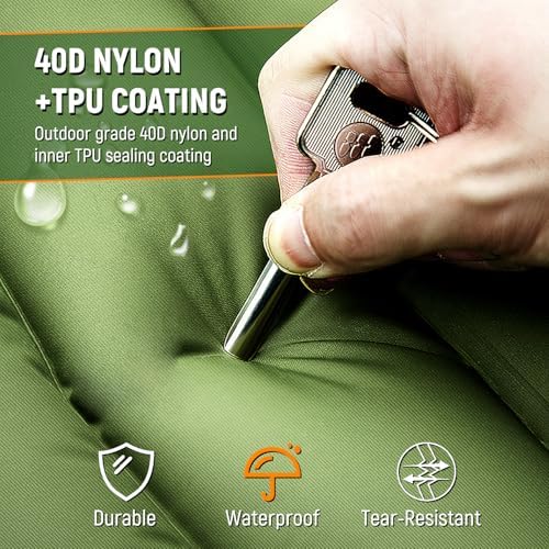 Camping Sleeping Pad, Thick 5 Inch Camping Mat with Pillow Built-in Foot Pump Ultralight Inflatable Sleeping Pads for Camping, Backpacking, Hiking, Tent