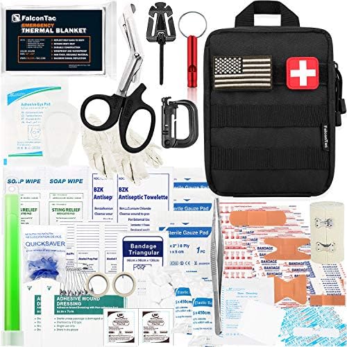 200 Pieces First Aid Kit IFAK Survival Kit Molle System Compatible Pouch, Emergency Kit Gift for Men, Dad, Husband, for Outdoor, Camping, Hunting, Hiking, Home, Earthquake, Disasters Black