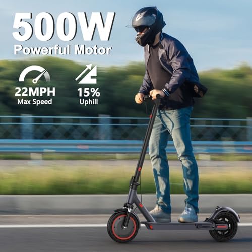 VOLPAM Electric Scooter, 350W/500W, 8.5"/10" Tires, 12/21/28 Miles Range, 16/19/22Mph, Folding E-Scooter with Dual Braking