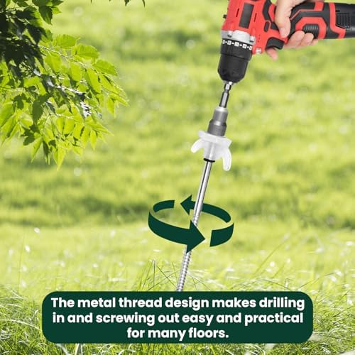 20 Pack 8" Screw in Tent Stakes Heavy Duty- Ground Anchors Screw- Tent Pegs Camping Stakes- Hex Pegs Drillable Tent Stakes and Hexagon Head Drive and Storage Box (White)