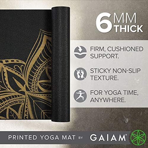 Gaiam Yoga Mat - Premium 6mm Print Extra Thick Non Slip Exercise & Fitness Mat for All Types of Yoga, Pilates & Floor Workouts (68"L x 24"W x 6mm Thick)