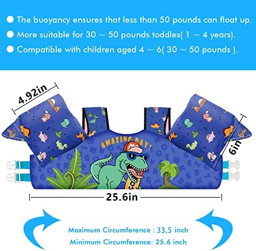 Chriffer Kids Swim Vest Life Jacket for 22-66 Pounds Boys and Girls, Toddler Floaties with Shoulder Harness Arm Wings for 2,3,4,5,6,7 Years Old Baby