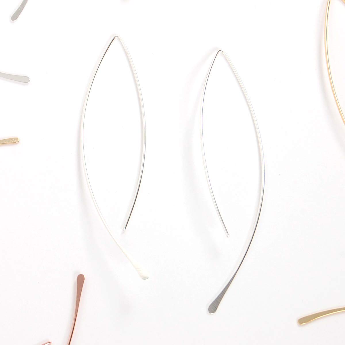 Upside Down Hoop Earrings - Sterling Silver Plated Threader Hoops for Women